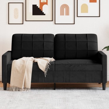 vidaXL Καναπές Διθέσιος Μαύρος Βελούδινος 157x77x80cm 1 τεμ.