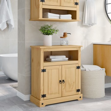 vidaXL Ντουλάπι Μπάνιου Corona 70x33x80cm από Μασίφ Ξύλο Πεύκου