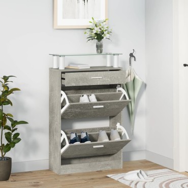 vidaXL Παπουτσοθήκη Γκρι Σκυροδέματος 63x24x104cm Επεξεργασμένο Ξύλο
