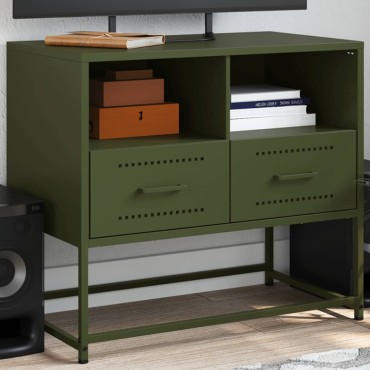 vidaXL Έπιπλο Τηλεόρασης Πράσινο Λαδί 68,5x39x60,5cm από Ατσάλι
