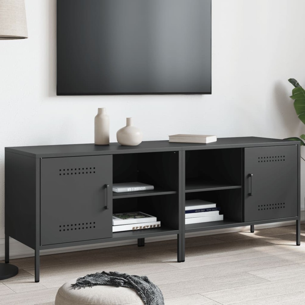 vidaXL Έπιπλα Τηλεόρασης 2 τεμ. Μαύρο 68x39x50,5cm από Χάλυβα