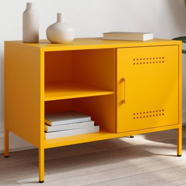 vidaXL Έπιπλο Τηλεόρασης Μουσταρδί Κίτρινο 68x39x50,5cm από Ατσάλι