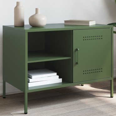 vidaXL Έπιπλο Τηλεόρασης Πράσινο Λαδί 68x39x50,5cm από Ατσάλι