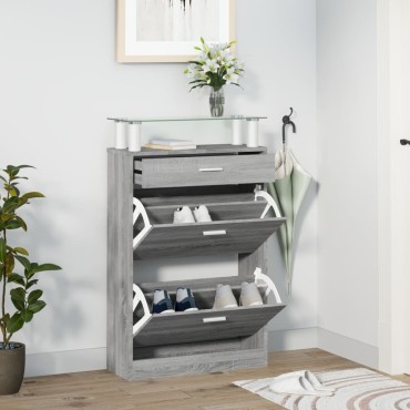 vidaXL Παπουτσοθήκη Γκρι Sonoma 63x24x104cm από Επεξεργασμένο Ξύλο