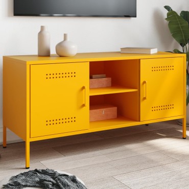 vidaXL Έπιπλο Τηλεόρασης Μουσταρδί Κίτρινο 100,5x39x50,5cm από Ατσάλι