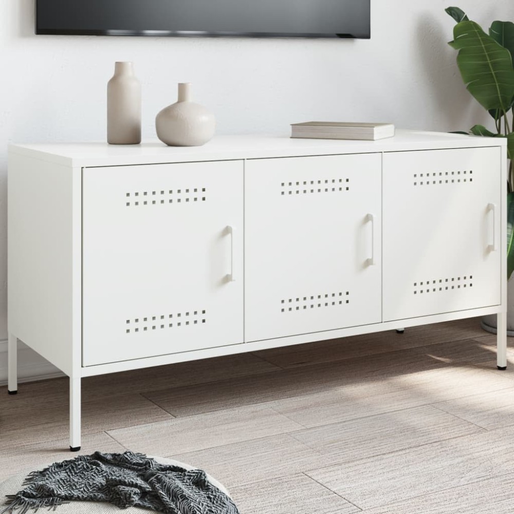 vidaXL Έπιπλο Τηλεόρασης Λευκό 100,5x39x50,5cm από Ατσάλι