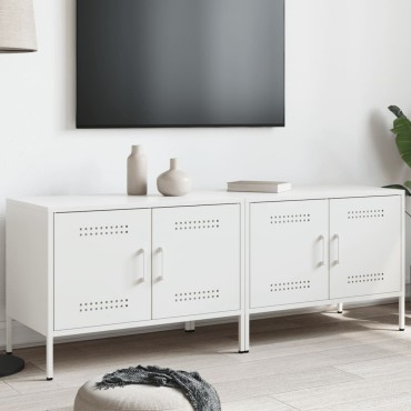 vidaXL Έπιπλα Τηλεόρασης 2 τεμ. Λευκό 68x39x50,5cm από Χάλυβα