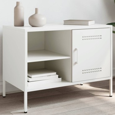 vidaXL Έπιπλο Τηλεόρασης Λευκό 68x39x50,5cm από Χάλυβα