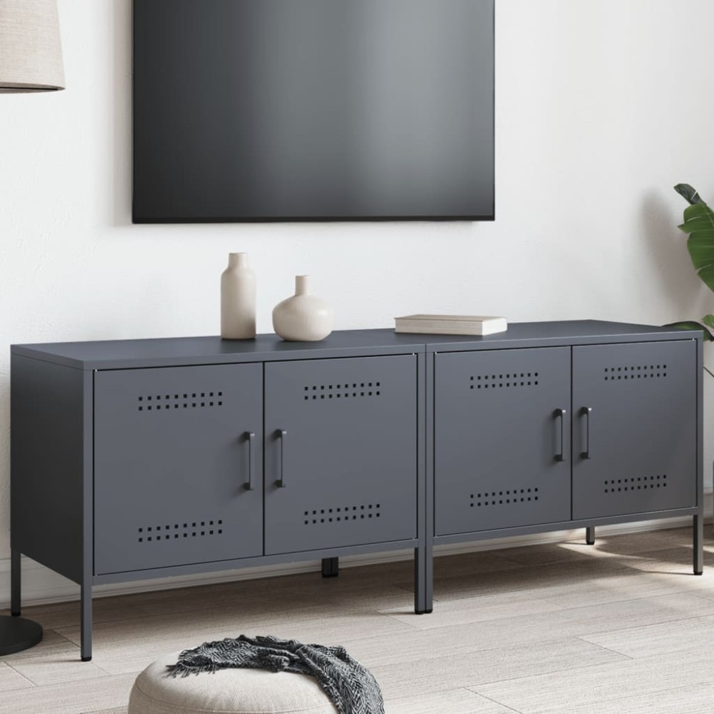 vidaXL Έπιπλα Τηλεόρασης 2 τεμ. Ανθρακί 68x39x50,5cm από Χάλυβα