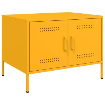 vidaXL Τραπέζι Κήπου Κίτρινο Μουσταρδί 68x50x50,5cm Ατσάλινο 1 τεμ.