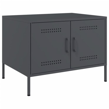 vidaXL Τραπέζι Κήπου Ανθρακί 68x50x50,5cm Ατσάλινο 1 τεμ.