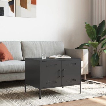 vidaXL Τραπεζάκι Σαλονιού Μαύρο 68x50x50,5cm από Ατσάλι 1 τεμ.