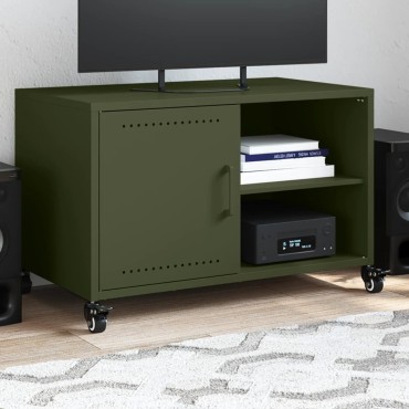 vidaXL Έπιπλο Τηλεόρασης Πράσινο Λαδί 68x39x43,5cm από Ατσάλι