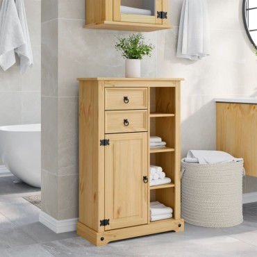 vidaXL Ντουλάπι Μπάνιου Corona 70x33x110cm από Μασίφ Ξύλο Πεύκου