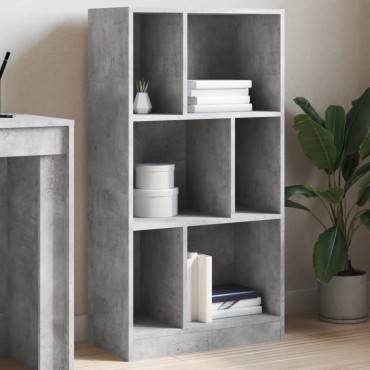vidaXL Βιβλιοθήκη Γκρι Σκυροδέματος 57x28,5x107,5cm Επεξεργ. Ξύλο 1 τεμ.