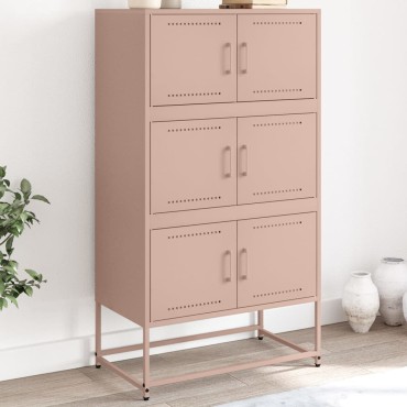 vidaXL Ντουλάπι Ροζ 68,5x38,5x123,5cm από Ατσάλι 1 τεμ.