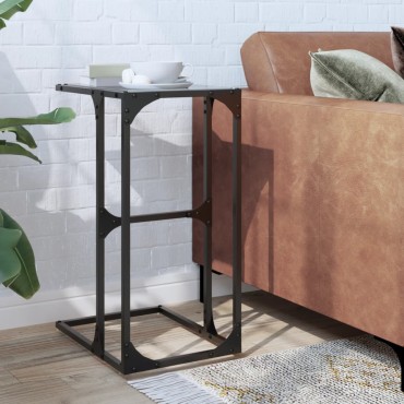 vidaXL Βοηθητικό Τραπέζι με Μαύρο Γυαλί 40x30x61,5cm Ατσάλι 1 τεμ.
