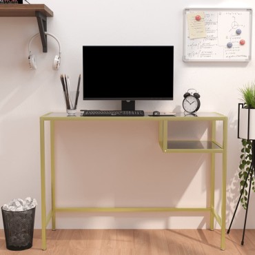 vidaXL Γραφείο Υπολογιστή Μαύρο Όψη Μαρμάρου 100x36x74cm Ψημένο Γυαλί 1 τεμ.