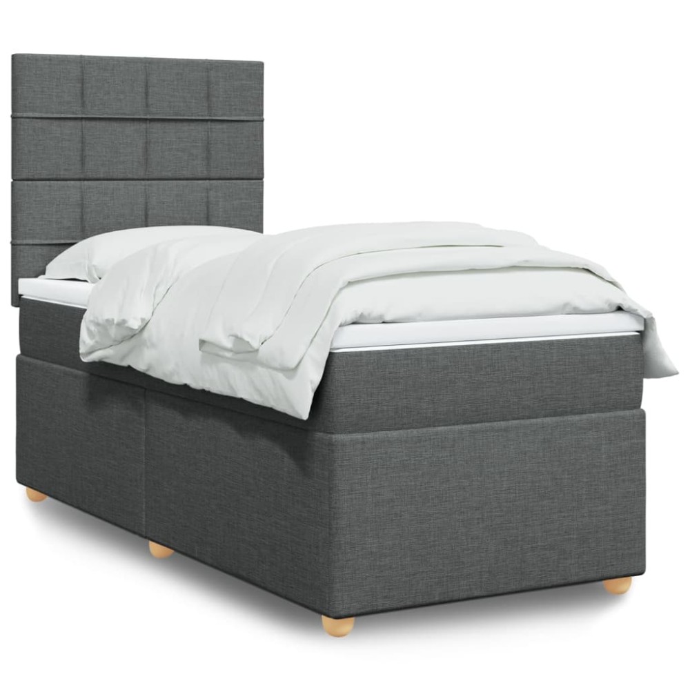 vidaXL Κρεβάτι Boxspring με Στρώμα Σκούρο Γκρι 80x200 εκ. Υφασμάτινο