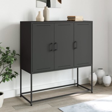 vidaXL Μπουφές Μαύρος 100,5x39x107cm Ατσάλινος 1 τεμ.