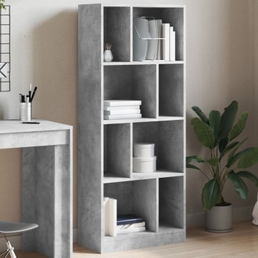 vidaXL Βιβλιοθήκη Γκρι Σκυροδέματος 57x28,5x141cm Επεξεργ. Ξύλο 1 τεμ.