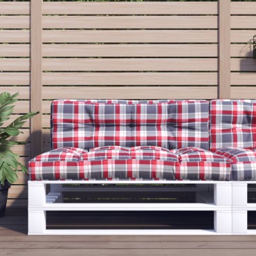 vidaXL Μαξιλάρι Παλέτας Κόκκινο Καρό 120x40x12cm Υφασμάτινο