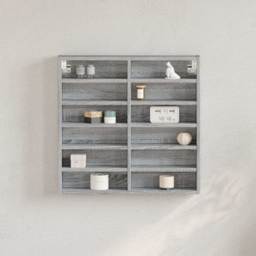 vidaXL Βιτρίνα Γκρι Sonoma 60x8,5x58cm από Επεξεργασμένο Ξύλο