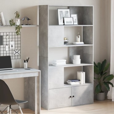 vidaXL Βιβλιοθήκη Γκρι Σκυροδέματος 100x36x189cm Επεξεργ. Ξύλο 1 τεμ.