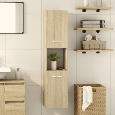 vidaXL Στήλη Μπάνιου Sonoma Δρυς 30x30x130cm από Επεξ. Ξύλο