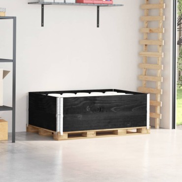 vidaXL Κολάρα Παλέτας 2 τεμ. Μαύρο 120x80 εκ. από Μασίφ Ξύλο Πεύκου
