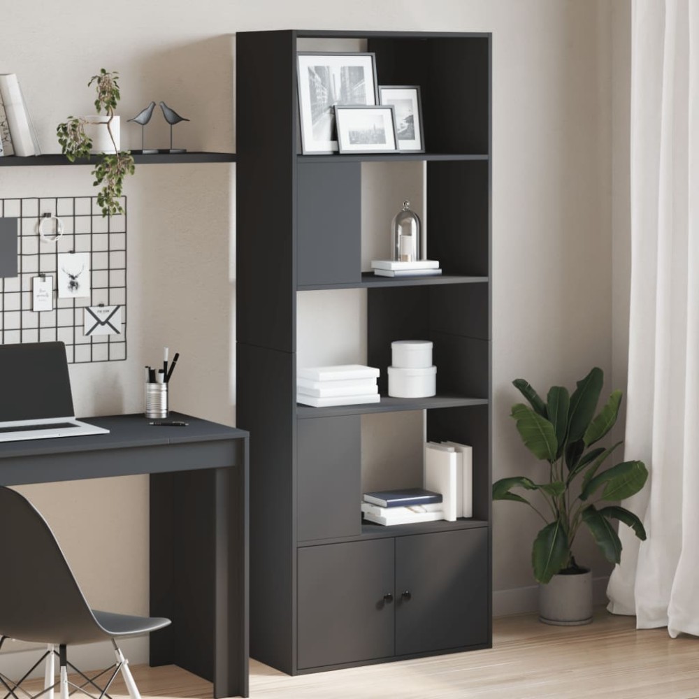vidaXL Βιβλιοθήκη Μαύρη 70x36x189cm από Επεξεργασμένο Ξύλο 1 τεμ.