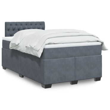 vidaXL Κρεβάτι Boxspring με Στρώμα Σκούρο Γκρι 120x190 εκ. Βελούδινο