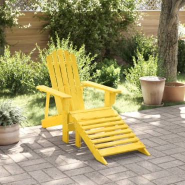 vidaXL Καρέκλα Adirondack με Υποπόδιο Κίτρινο από Ξύλο Ελάτης 50x52cm 1 τεμ.
