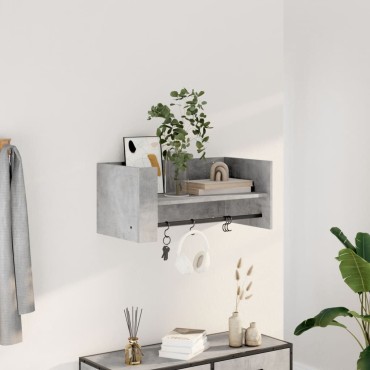 vidaXL Ράφι Τοίχου Γκρι Σκυροδέματος 70,5x35x30,5cm από Επεξ. Ξύλο 1 τεμ.