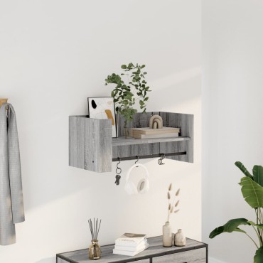 vidaXL Ραφιέρα Τοίχου Γκρι Sonoma 70,5x35x30,5cm Επεξεργασμένο Ξύλο 1 τεμ.