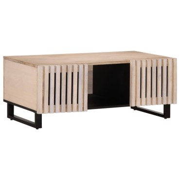 vidaXL Τραπεζάκι Σαλονιού Λευκό 100x55x40cm από Μασίφ Ξύλο Μάνγκο 1 τεμ.