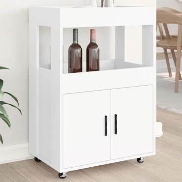 vidaXL Τρόλεϊ Μπαρ Λευκό 60x39,5x89cm Επεξ. Ξύλο 1 τεμ.