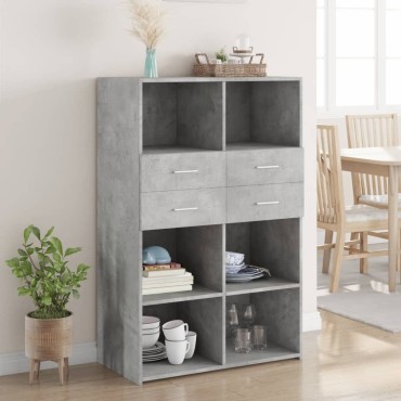 vidaXL Ντουλάπι Γκρι Σκυροδέματος 80x42,5x124cm Επεξεργασμένο Ξύλο 1 τεμ.