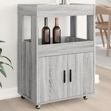 vidaXL Τρόλεϊ Μπαρ Γκρι Sonoma 60x39,5x89cm Επεξ. Ξύλο 1 τεμ.