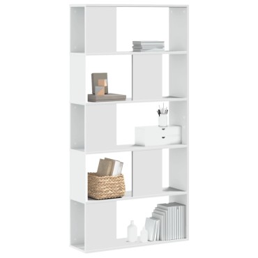 vidaXL Βιβλιοθήκη 5 Επιπέδων Λευκή 80,5x23,5x162,5cm Επεξεργ. Ξύλο 1 τεμ.