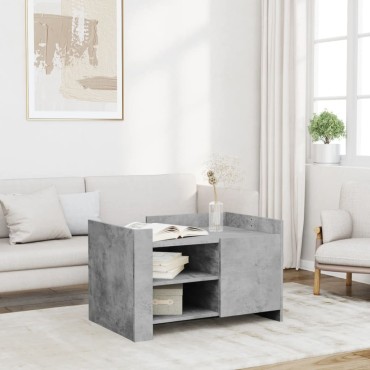 vidaXL Τραπεζάκι Σαλονιού Γκρι Σκυροδ. 80x50x50cm Επεξεργ. Ξύλο 1 τεμ.