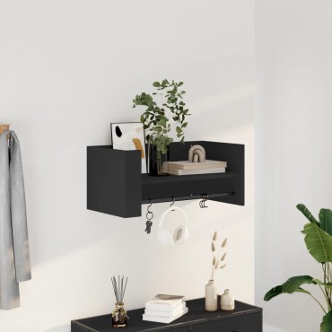 vidaXL Ράφι Τοίχου Μαύρη 70,5x35x30,5cm από Επεξεργασμένο Ξύλο 1 τεμ.