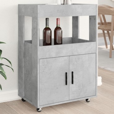 vidaXL Τρόλεϊ Μπαρ Γκρι Σκυροδέματος 60x39,5x89cm Επεξ. Ξύλο 1 τεμ.