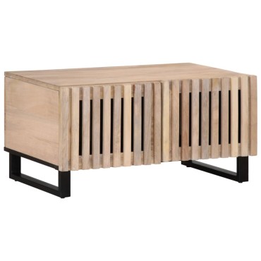 vidaXL Τραπεζάκι Σαλονιού Λευκό 80x51x40cm από Μασίφ Ξύλο Μάνγκο 1 τεμ.
