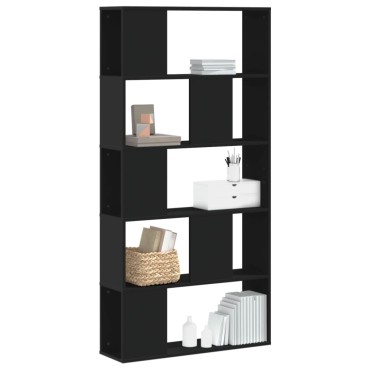 vidaXL Βιβλιοθήκη 5 Επιπέδων Μαύρη 80,5x23,5x162,5cm Επεξεργ. Ξύλο 1 τεμ.