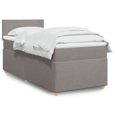 vidaXL Κρεβάτι Boxspring με Στρώμα Taupe 100x200cm Υφασμάτινο 1 τεμ. - Μονό