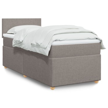 vidaXL Κρεβάτι Boxspring με Στρώμα Taupe 100x200cm Υφασμάτινο 1 τεμ. - Μονό
