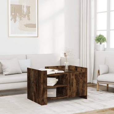 vidaXL Τραπεζάκι Σαλονιού Καπνιστή Δρυς 80x50x50cm Επεξεργ. Ξύλο 1 τεμ.