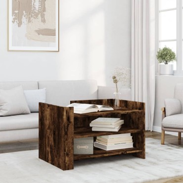 vidaXL Τραπεζάκι Σαλονιού Καπνιστή Δρυς 80x50x50cm Επεξεργ. Ξύλο 1 τεμ.
