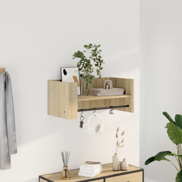 vidaXL Ράφι Τοίχου Sonoma Δρυς 70,5x35x30,5cm από Επεξεργασμένο Ξύλο 1 τεμ.
